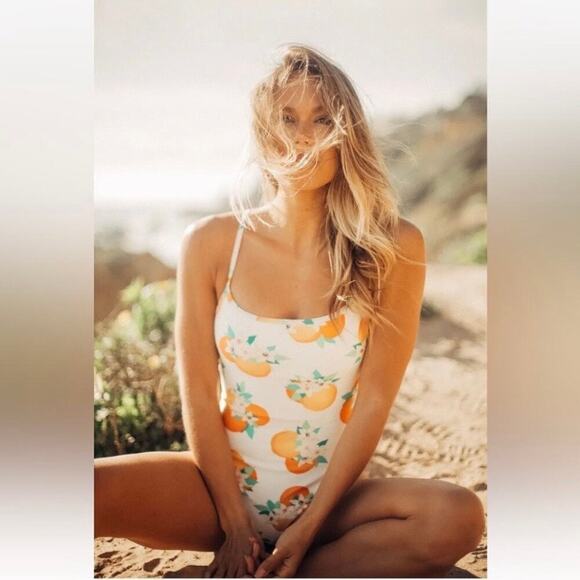 kate spade Other - Kate Spade New York Cream Oranges Print One Piece Swimsuit Sz.M